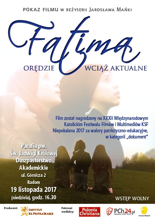plakat Fatima film 2017 A3 Radom 19 XI